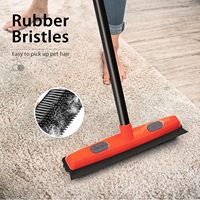 ARTHOME Balai à poils en caoutchouc écologique pour tapis et sols, brosse à poils d'animaux, manche en plastique de 52,8 pouces, poils en silicone