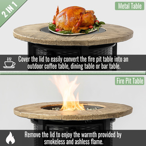 [US Stock] 30" Propane Gas Fire Pit Table 50000 BTU Round Steel Fire Pit with Imitation Wood Grain Finish Fast Shipping US MOQ 1 - Product Image 5