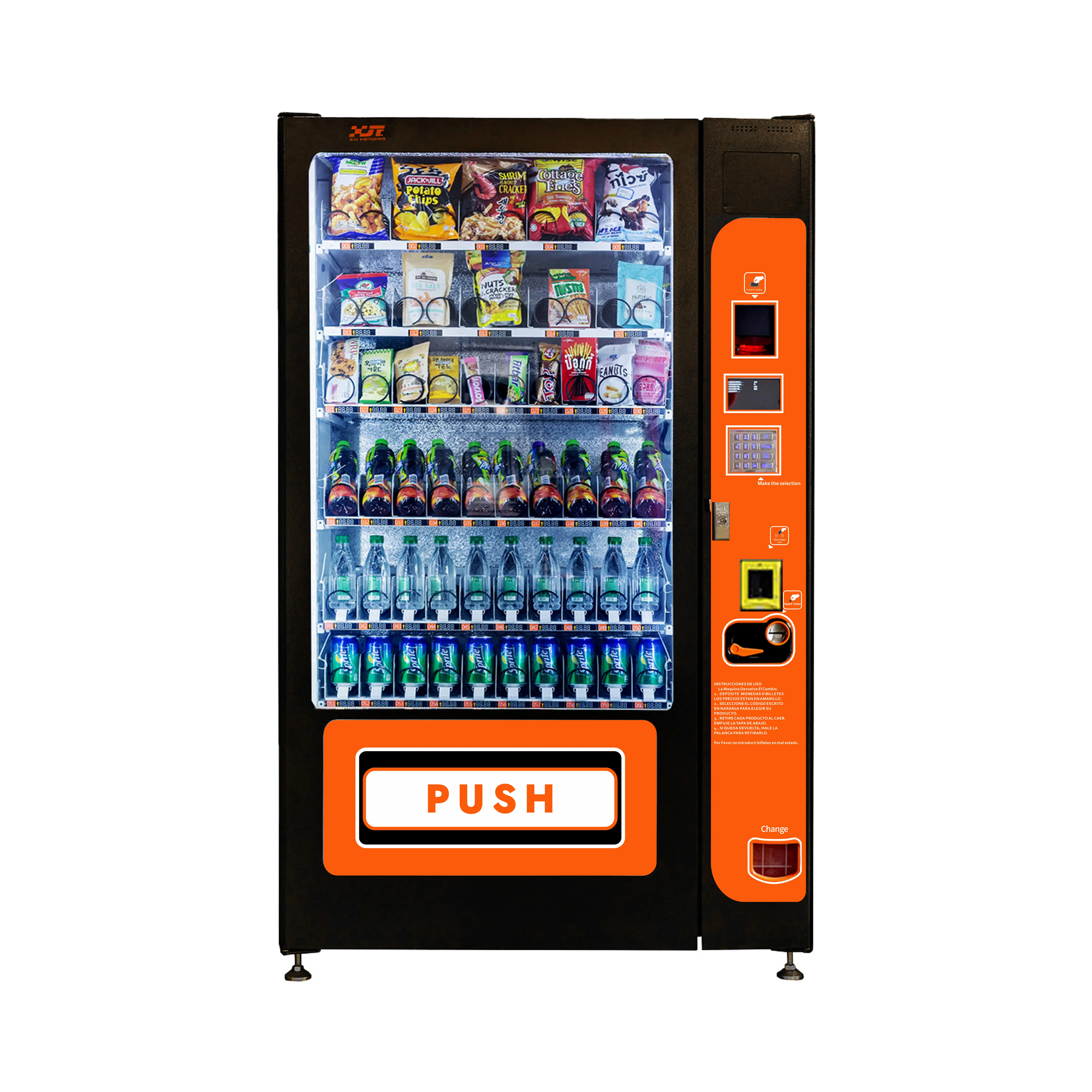 Vente chaude 24 heures de grande capacité automatique Combo Snacks Boissons Distributeur automatique de nourriture