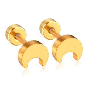 Pendientes de Acero Inoxidable con Diseño de Luna, Estilo Moderno y Lindo, Precio al por Mayor, Pendientes de Rosca para Mujer - Product Image 1
