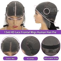 Perruque Bob Lace Front HD en Cheveux Vierges Brésiliens, Extension de Cheveux Naturels Noirs Longs et Lisses, Décolorée, Sans Colle, Prête à Porter