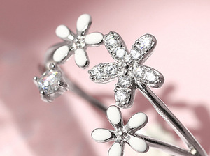 925 anelli in <span class=keywords><strong>argento</strong></span> sterling fiore regolabile piccola margherita brillare strass apertura anelli indice anelli in estate - Product Image 6