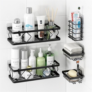 Modern Design Zinc Alloy Hotel Use <b>Standing</b> <b>Corner</b> Bathroom Toiletries Rack with Punch-Free Installation - Product Image 3