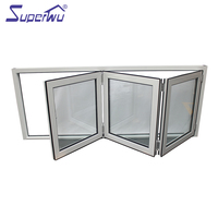 Diseño moderno, estándar australiano, multifunción, ventanas de vidrio plegables, ventana plegable deslizante de aluminio Interior