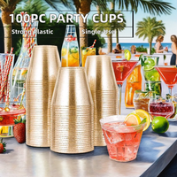 Tasse en verre à vin en plastique fantaisie 9oz gobelets en plastique scintillants dorés pour boisson Cocktail mariage fête de noël