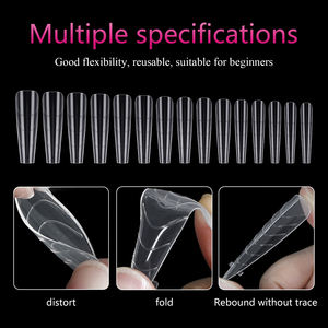 Moldes de extensión de uñas con forma de ataúd largo profesional, puntas de uñas de cubierta completa reutilizables, formas duales de uñas de ataúd - Product Image 5