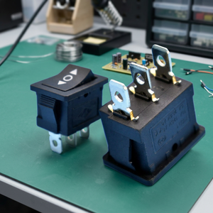 สวิตช์โยกขนาดเล็กสีดำ 21x15 มม. 2 ขา แบบกดติด-ดับ ติดตั้งบนแผง KCD1 12V IP53 ABS 20A CQC - Product Image 3