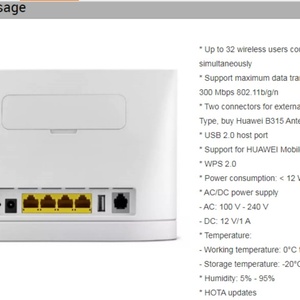 Router Inalámbrico 4G CPE HUAWEI B315s-936 Desbloqueado, Cat4 150Mbps, Banda 4G B1/3/28/41 para HUAWEI - Product Image 6
