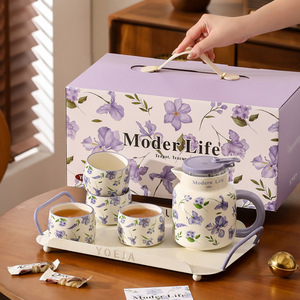 Wholesale Flower Porcelain Tea Set Afternoon Teapot and <b>Cup</b> Set Ceramic Tea <b>Kettle</b> with Filter - Product Image 2