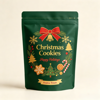 Op maat bedrukte kerst-snackzakjes met ritssluiting, van voedselveilig materiaal, voor snoep, chocolade & noten