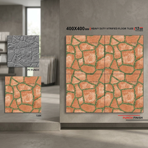 Carrelage de sol en porcelaine d'extérieur antidérapant numérique de qualité supérieure 40x40cm 12mm aspect pierre extérieur salle de bain moderne brique réfractaire - Product Image 1