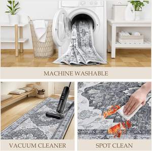 Modern Area <b>Rugs</b> Vintage Bluish <b>Grey</b> Floral Non Slip Non Shedding Soft Rectangular carpet <b>for</b> Living Room Custom in Stock - Product Image 4