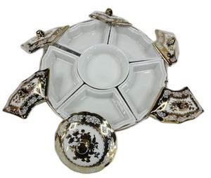 اندونيسيا 7 قطعة الذهب مطلي الخزف أطباق فاكهه - Product Image 2