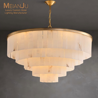 Lustre rond moderne de luxe en laiton et albâtre, suspension dorée en marbre pour salon, mariage, installation facile