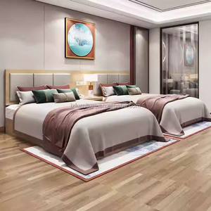 Juegos Completos de Muebles para Dormitorio de Hotel, Cama Individual/Doble de Madera Personalizada y Económica con Cabecera, Mesitas de Noche, Mueble para TV y Armario - Product Image 2