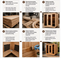 Kabin Sauna Kaca Luar Ruangan dengan Interior Kayu untuk Spa di Halaman Belakang, Sauna Rumah, Retret Taman, dan Penggunaan Wellness Luar Ruangan di Resort