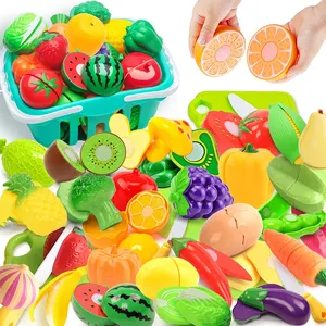 Plastik mutfak oyun evi oyuncak seti kesilmiş meyve ve sebze gıda simülasyon oyuncak erken eğitim eğitici oyuncak kız hediye