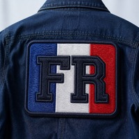 Patch brodé en tissu chenille 3D personnalisé avec lettres du drapeau français, thermocollant pour sacs d'école, chapeaux et cadeaux - Haute densité