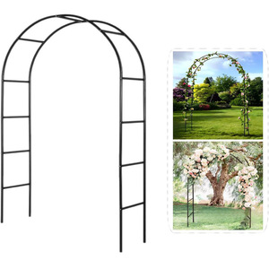 8ft Tall Iron Wedding Arch <strong>Background</strong> Stand - Heavy-Duty Floral &amp; Balloon Frame with Vine Support Hooks (Powder-Coated Black) - Product Image 1