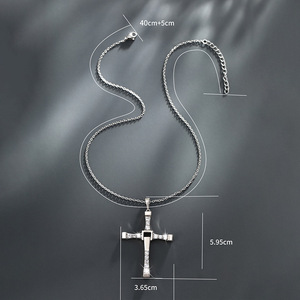 Hip Hop Zircon Chéo Mặt Dây Chuyền Vòng <span class=keywords><strong>C</strong></span>ổ Hợp Thời Trang Thép Không Gỉ Chéo Vòng <span class=keywords><strong>C</strong></span>ổ Cho Nam Giới Christian Tôn Giáo Đồ Trang Sứ<span class=keywords><strong>c</strong></span> - Product Image 2
