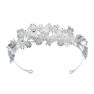<span class=keywords><strong>En</strong></span> gros De Haute Qualité <span class=keywords><strong>En</strong></span> Argent Faits À La Main Accessoires De Cheveux De Mariage De Mariée Perle Tiara <span class=keywords><strong>Couronne</strong></span> - Product Image 1