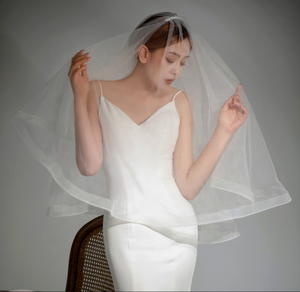 Velo de Novia de Pelo de <span class=keywords><strong>Caballo</strong></span> al por Mayor, 2 Capas, Accesorio Corto para Fiesta de <span class=keywords><strong>Bodas</strong></span>, Velos de Novia Blancos Marfil para Uso de la Novia - Product Image 3