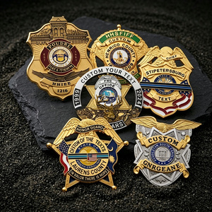 Badge de sécurité en alliage de zinc, finition dorée électrolytique, emblème étoile bouclier avec attache à clip pour accessoires vestimentaires de gardien de <span class=keywords><strong>corps</strong></span> - Product Image 1