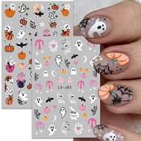 Autocollants pour ongles d'Halloween, motifs fantômes et citrouilles mignons, autocollants 3D auto-adhésifs pour ongles, motifs chauve-souris, chat, crâne, décorations pour ongles pour Halloween
