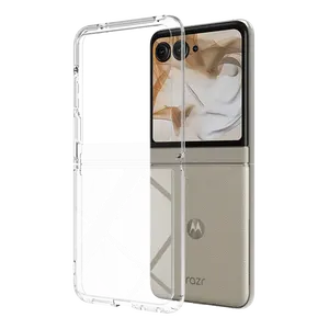 모토로라 Razr 2024 아크릴 + TPU 투명 하이브리드 케이스 유연한 힌지 리브