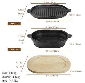 Plat à rôtir rectangulaire en fonte 2-en-1 avec couvercle grill, plat de cuisson polyvalent, plat à lasagnes, moule à pain en fonte - Product Image 6