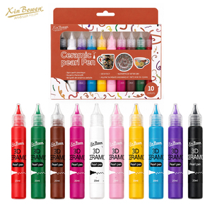 ปากกาเพ้นท์เซรามิก Xin Bowen 3D แบบมีประกายมุก <span class=keywords><strong>10</strong></span> สี 20 มล. สีเซรามิกแบบมันเงา กันน้ำ ติดทนนาน สำหรับเพ้นท์แก้ว จาน ถ้วย - Product Image 3