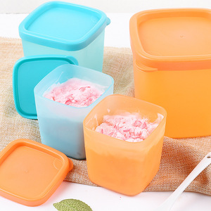 Conteneur à crème glacée avec couvercle, en plastique, résistant au congélateur, bleu, orange, rose, petite, moyenne, grande taille, pour le stockage de crème glacée maison - Product Image 1