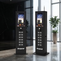 Mesin Penjual Otomatis Stasiun Daya 24-Port 8000mAh Sistem Pembayaran Kartu POS Pengisian Cepat Colokan Universal Terintegrasi Komersial