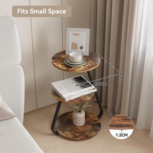 Tavolino da Caffè Moderno con Luci LED a 3 Colori, Ripiani di Stoccaggio a 3 Livelli, Struttura in Acciaio e Piano in Legno, Design Pieghevole - Set per Soggiorno e Camera da Letto - Product Image 5