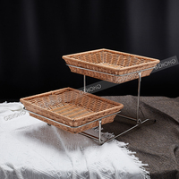 Support à dessert amovible en acier inoxydable avec assiettes en céramique, étagère à plusieurs niveaux, présentoir à gâteaux et fruits, design moderne, hôtel, restaurant