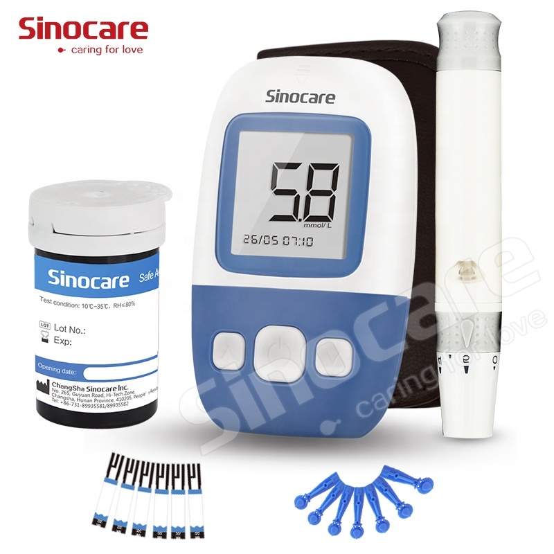 Детектор гематологии для домашнего использования при диабете Sinocare анализатор гематологии безопасный умный монитор уровня сахара в крови AQ Angel с 25 полосками