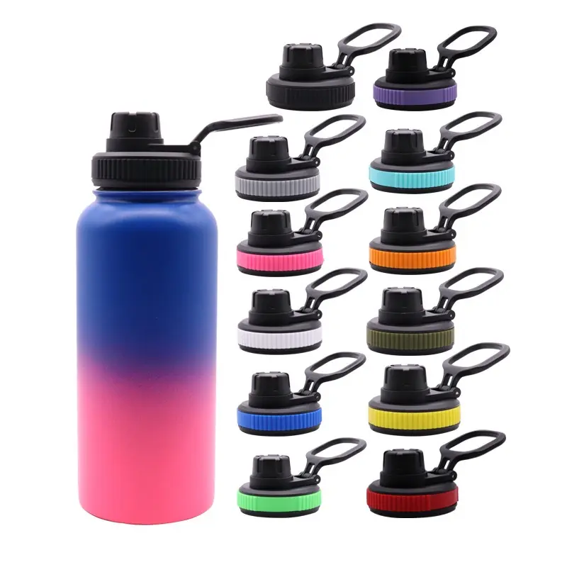 Benutzer definierte Logo Edelstahl Wasser flasche mit Ausguss deckel Vakuum isolierte Metall thermos flasche Mit Gummi boden