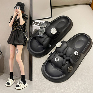 Pantuflas de Mujer con Dibujos Animados, Suela Gruesa Antideslizante, Sandalias de Verano a la Moda para Estudiantes, Dormitorio, Baño, Uso Interior y Exterior - Product Image 2