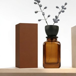 Vente en gros de flacons de parfum en verre carrés vides de couleur ambre de 30 ml, 50 ml, 100 ml avec couvercle en bois pour le stockage de faux cils et de mascara - Product Image 3