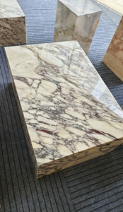 Italia lujo personalizado diseño moderno rectángulo <span class=keywords><strong>Kaia</strong></span> Calacatta viola mármol zócalo bajo café cubo mesas auxiliares pulido gran losa - Product Image 4
