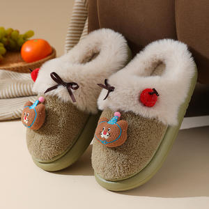 Pantuflas de Invierno Cálidas de Algodón con Suela de EVA Natural de Alta Calidad, Parte Superior de Felpa, Diseño de Dibujos Animados, Nuevas y de Alta Calidad - Product Image 1