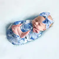 Bebek kundak + tatlı saç bandı seti yenidoğan bebek Wrap pamuk bebek alma battaniye fotoğraf çekmek sahne çarşaf