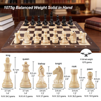 LEAP Ensemble d'échecs en bois artisanal de luxe 34 pièces, avec doubles reines extra lourdes, design Staunton, hauteur du roi 9,7 cm/3,8 pouces