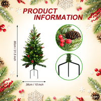 LE-254 Mini Künstlicher Weihnachtsbaum mit Bodenständer, 80 cm Kiefernzapfen-Beeren-Weihnachtsbaum für Außenbereich & Partydekoration