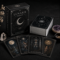 Fabricant de cartes de tarot personnalisées, jeu de cartes imperméable de qualité supérieure avec bordure argentée, impression OEM, finition mate de luxe, ensemble avec boîte, vente en gros