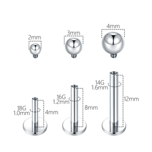 Lingchee acier inoxydable boule haut dos plat lèvre Piercing <span class=keywords><strong>bouche</strong></span> Labret goujons oreille Cartilage boucle d'oreille femmes hommes Piercing bijoux - Product Image 3