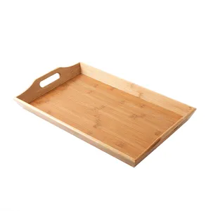 Household Tea Cup Tray Used in Fruits/dessert Tableware Holder Serving Tray Tray Rectangular Wooden Natural Bamboo Color 500pcs