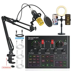 Studio professionnel enregistrement voix diffusion en direct carte son à condensateur en direct externe et Kit de microphone