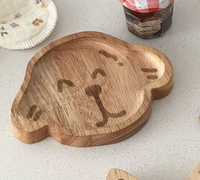 Assiettes en bois en forme de chien en bois de caoutchouc Hot Pot et soucoupes d'assaisonnement pour barbecue Vaisselle en bois créative pour usage domestique