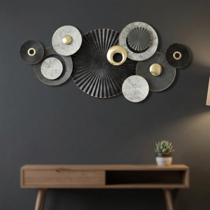 Top Selling Modern Luxury Metal Iron 8 Circle Punched Design Portrait Wall Art Gold Custom Size for Living Bedroom - Product Image 4